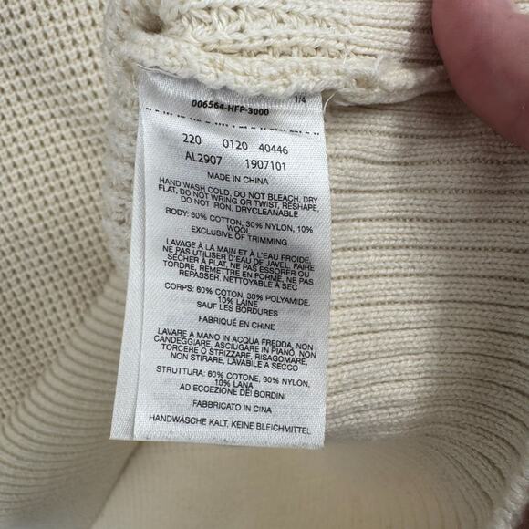 Columbia Waffle Knit Fair‎ Isle Mock Wool Blend Sweater Women's M Cream/Black - Picture 8 of 11